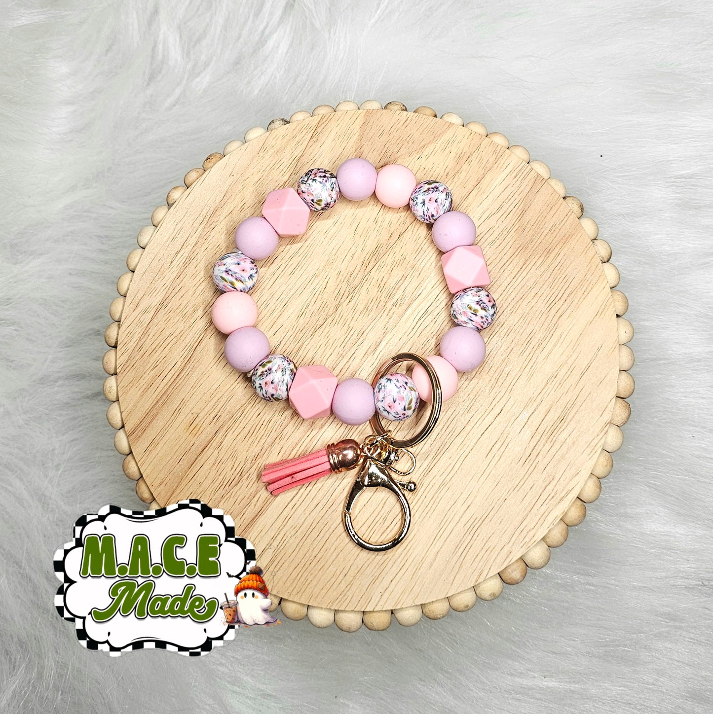 Lilac purple floral wristlet