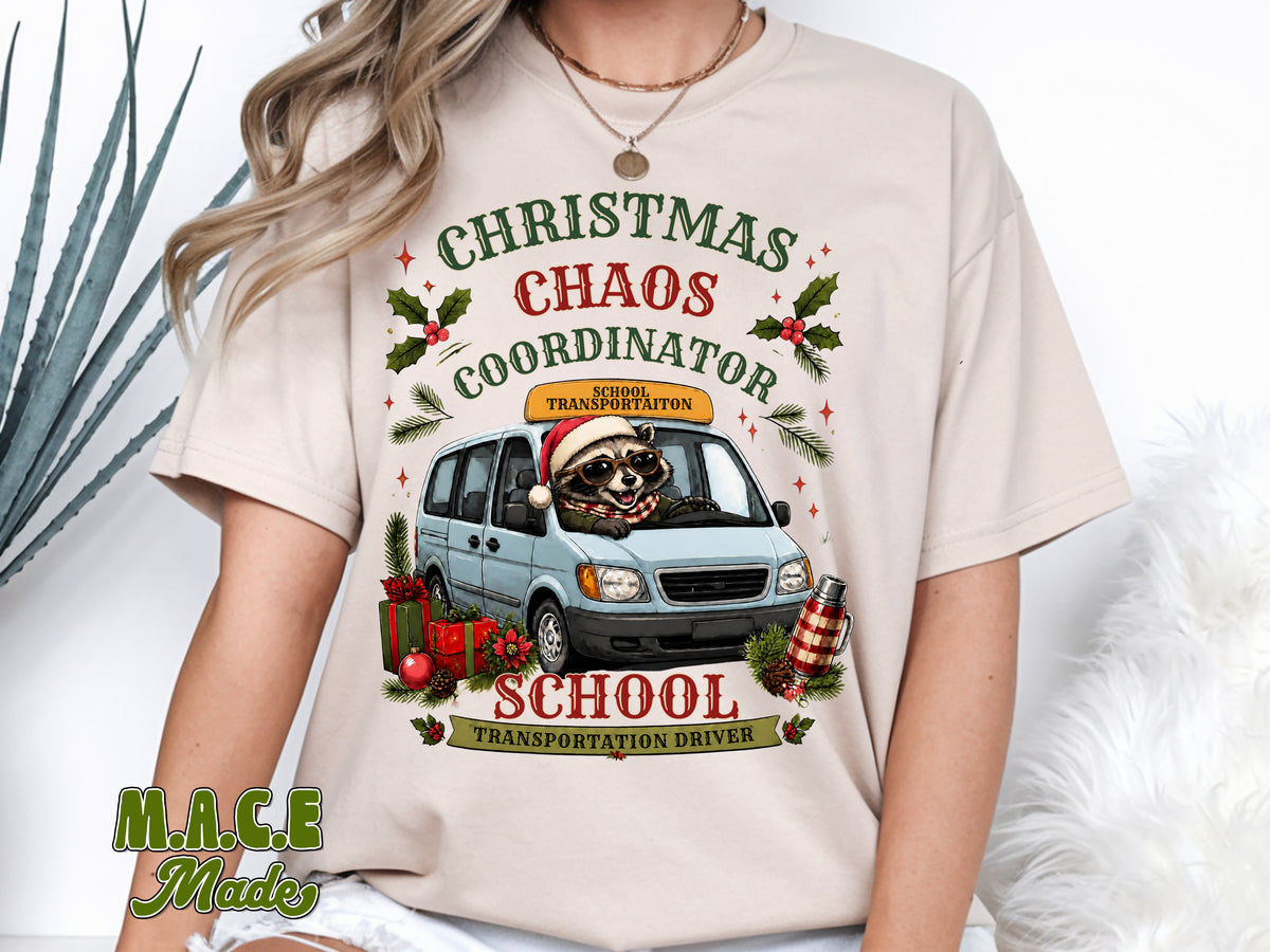 Christmas Chaos Coordinator Shirt - School Transportation Driver Christmas Tee