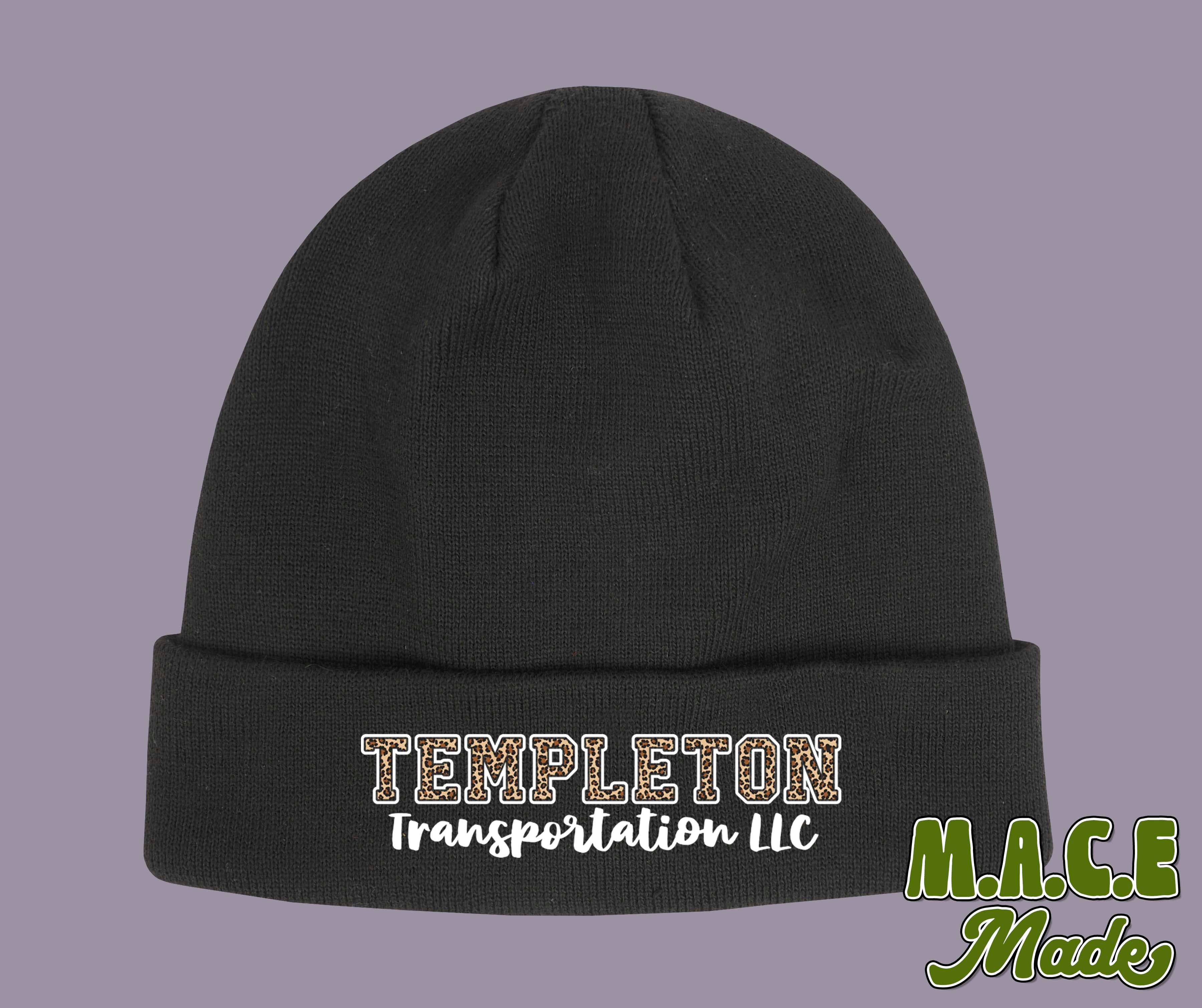 Templeton Transportation Knit Beanie DTF Pressed (White or Cheetah)
