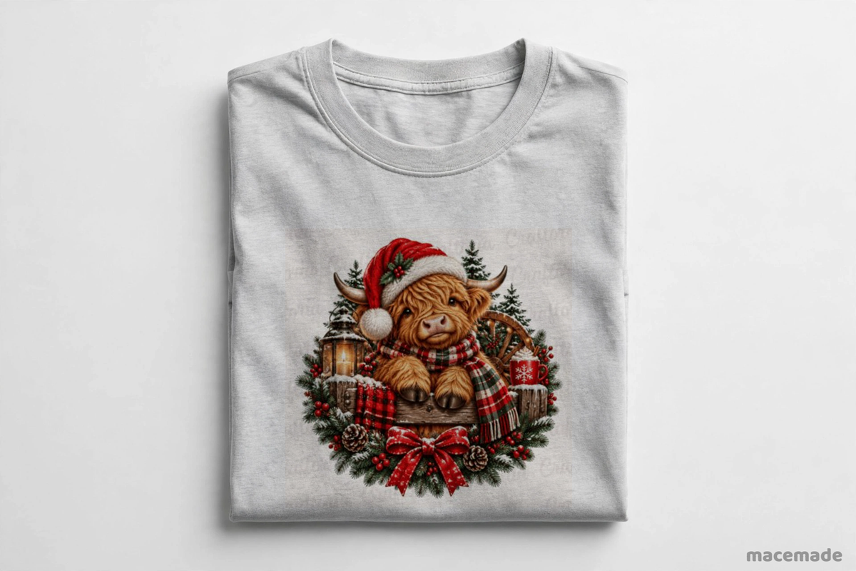 Highland Cow Santa Christmas Long Sleeve