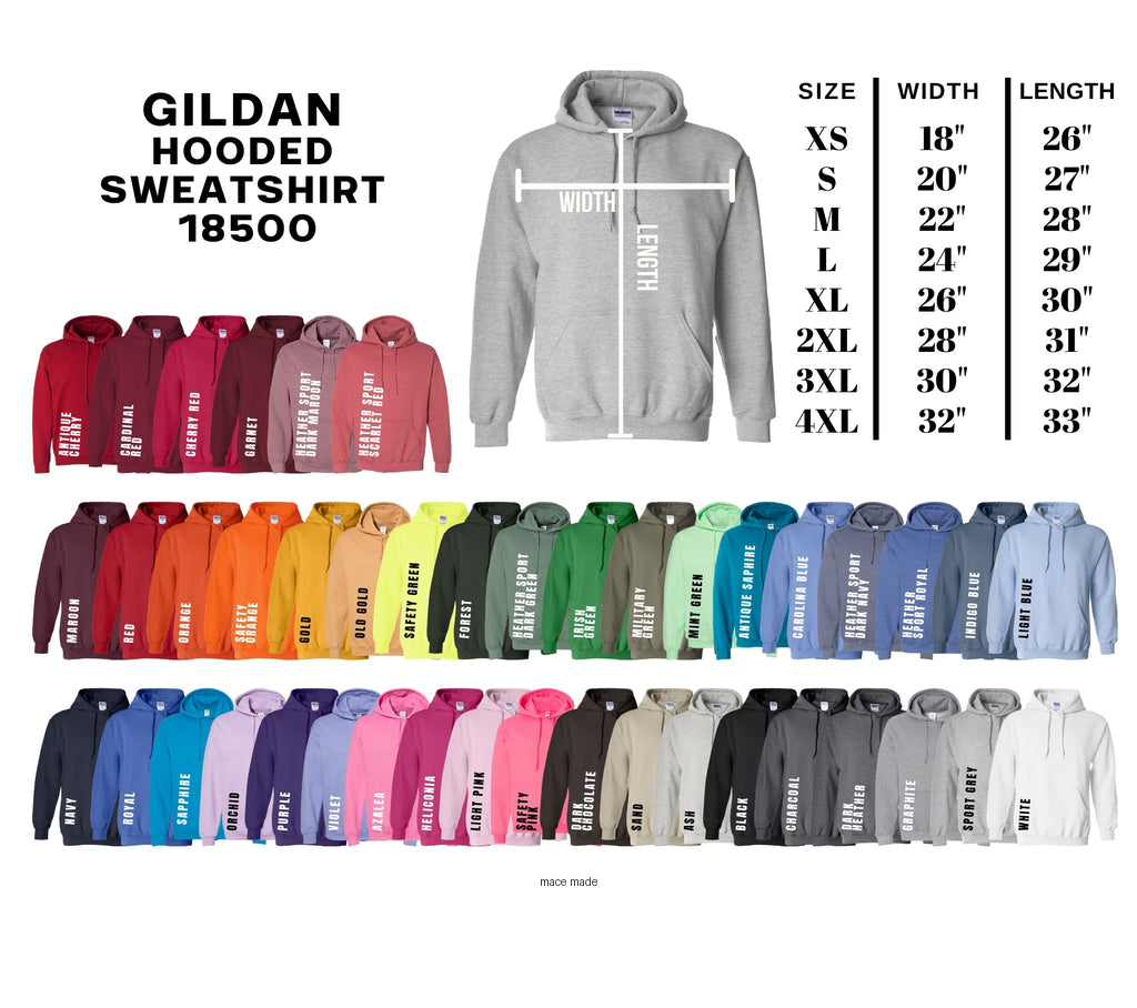 Gildan Hoodie Color Chart