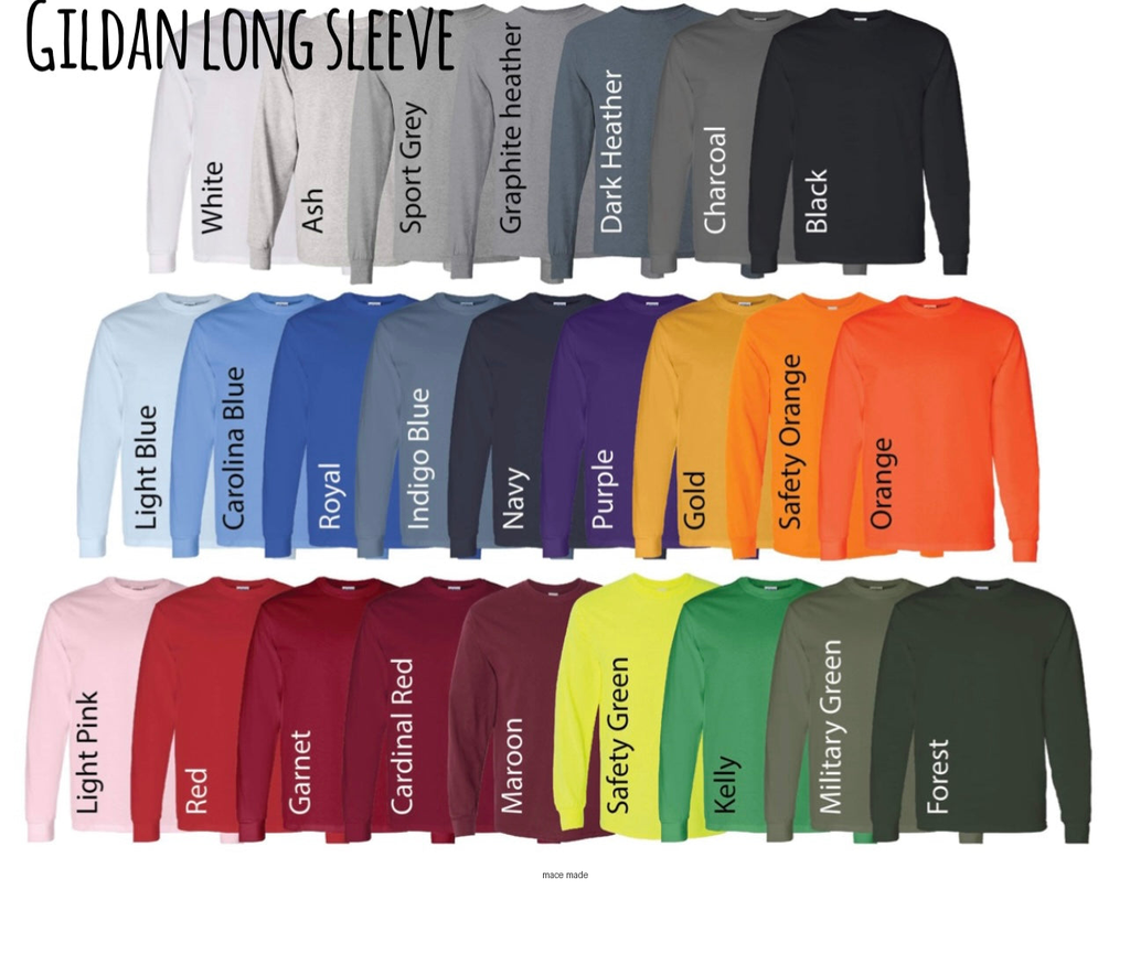 Gildan Long Sleeve Color Chart