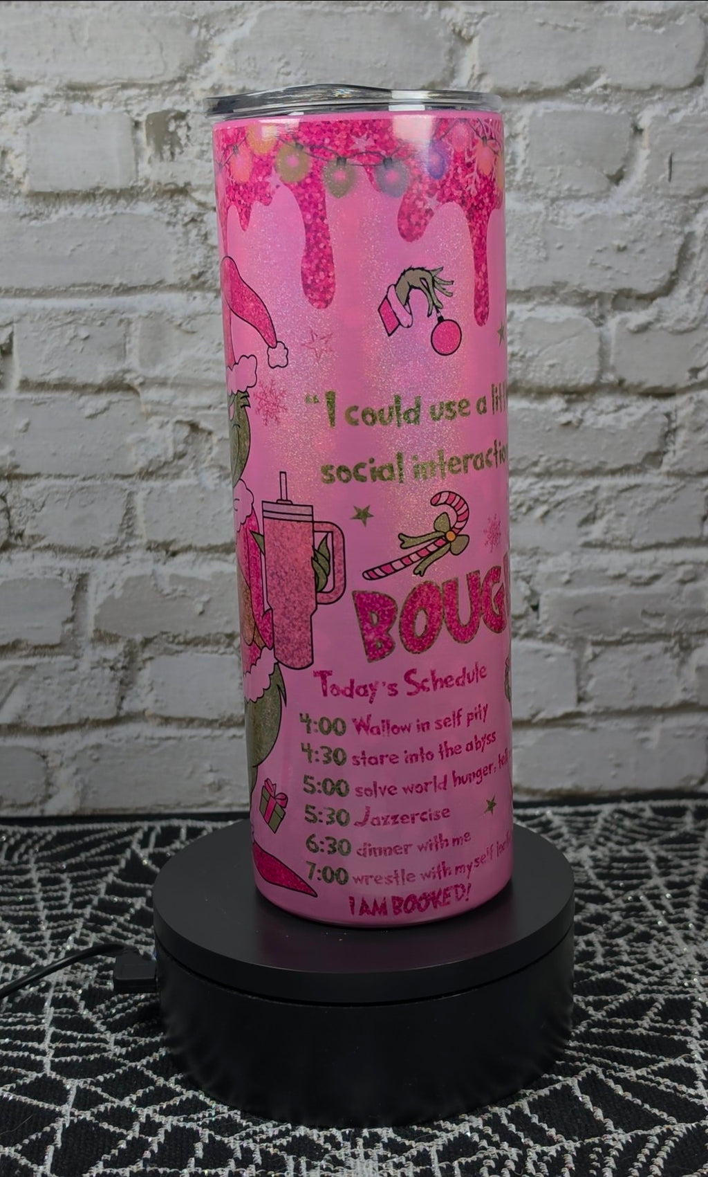 Pink Grinch Wrap Tumbler - boujee schedule side