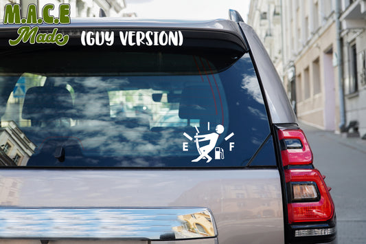 Empty gas gal or guy decal