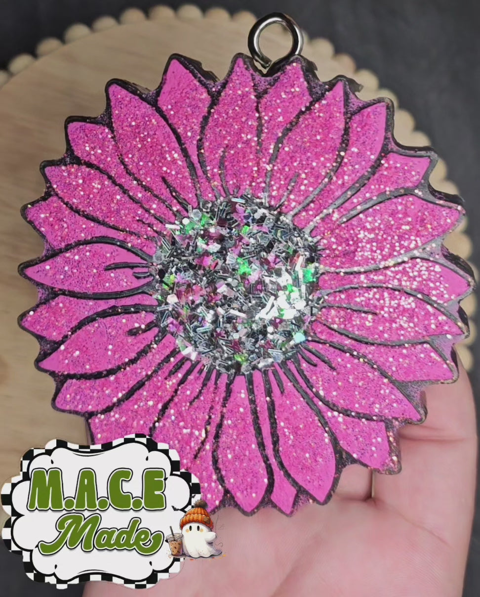 Pink breast cancer awareness sunflower freshie