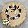 Cow Print Beaded Wristlet
