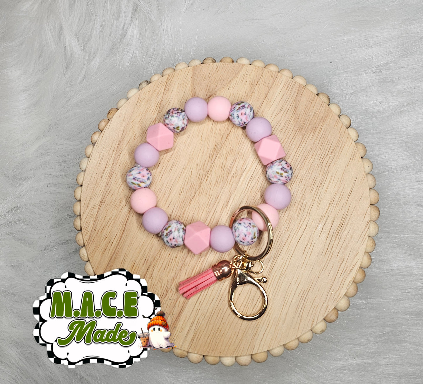 Lilac purple floral wristlet