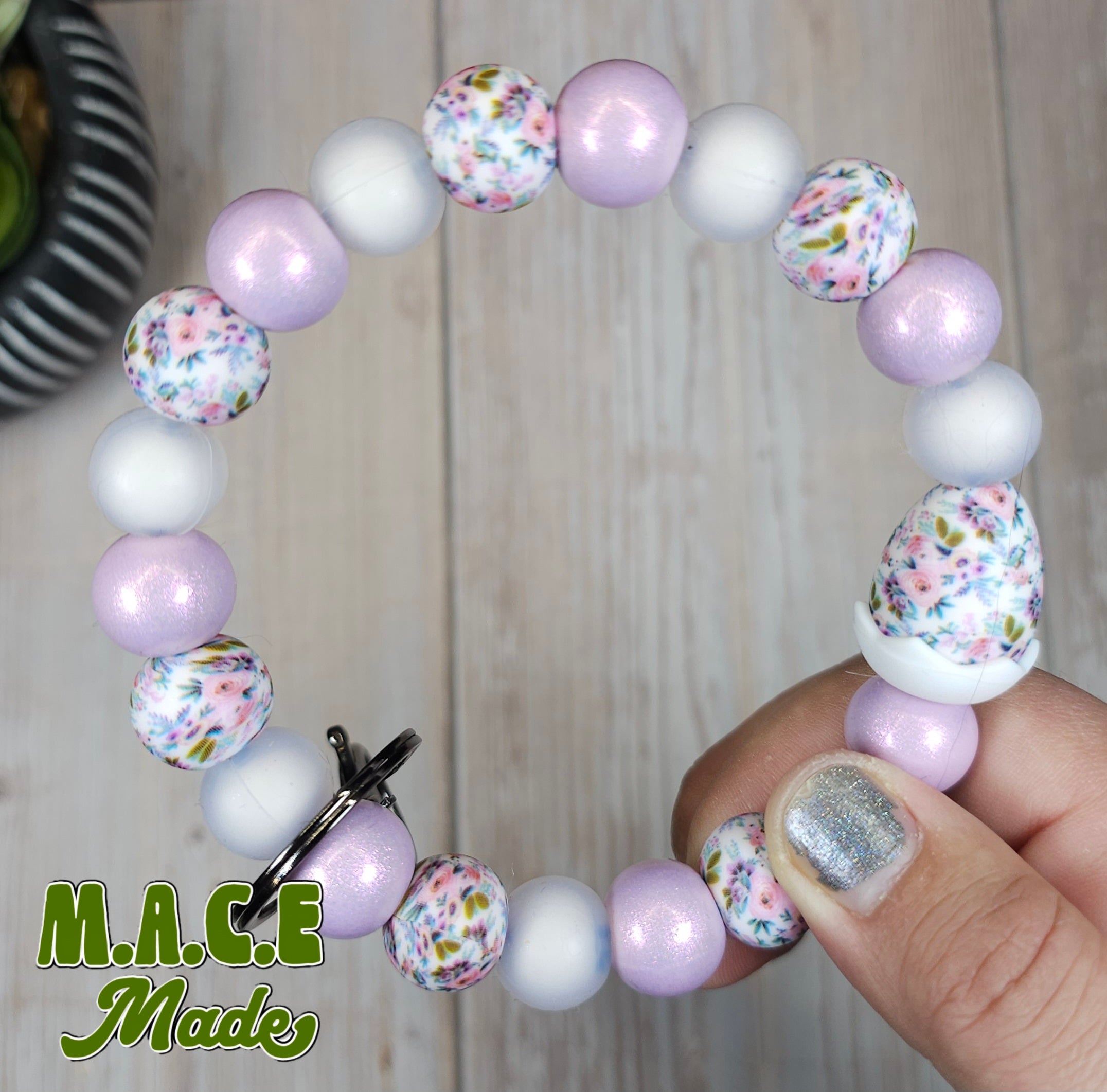 Beautiful lilac floral egg wristlet