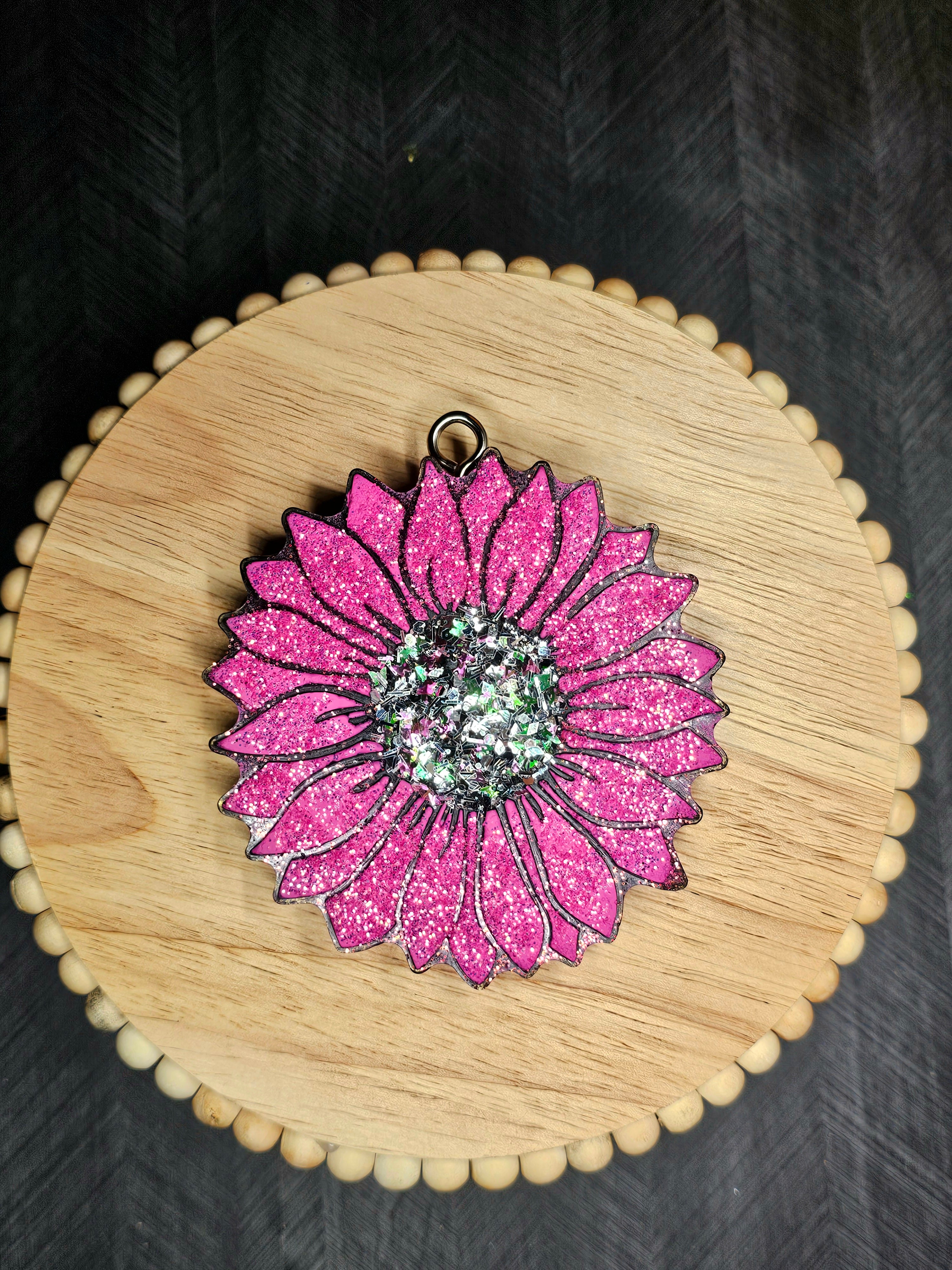 Pink breast cancer awareness sunflower freshie