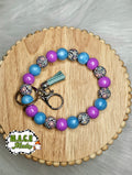 Groovy checker floral wristlet